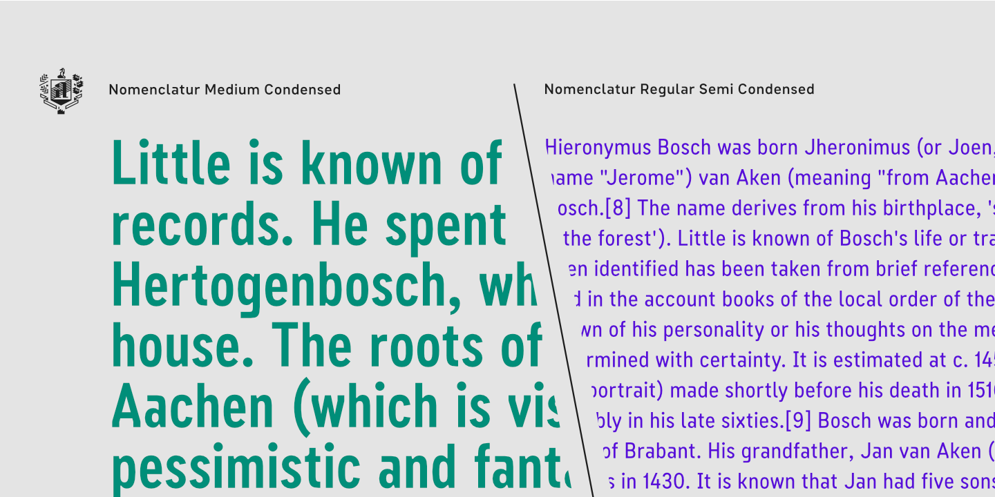 Пример шрифта Nomenclatur Bold Semi Condensed